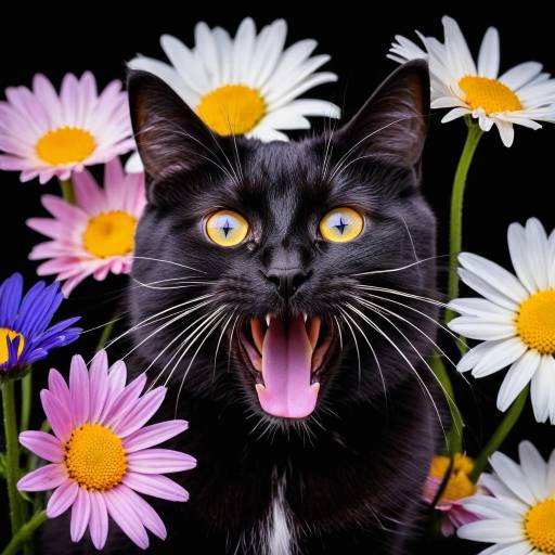 Charming Cat Among Colorful Flowers