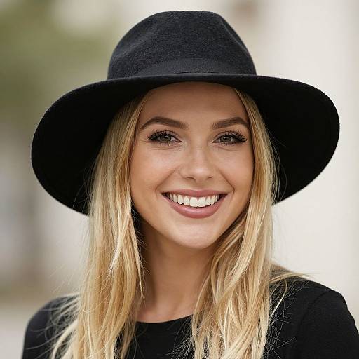 Blonde Woman Smiling in Hat