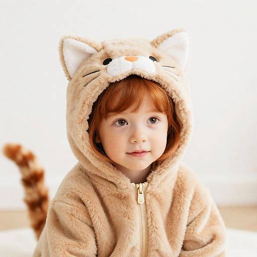 Red-Haired Girl in Cat Costume
