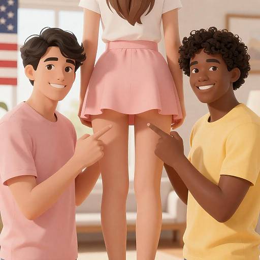 Playful Scene with Two Smiling Men