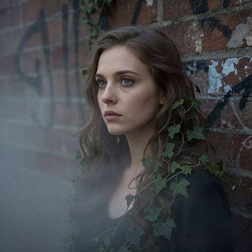 Haunting Woman with Ivy and Mist