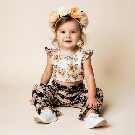 Smiling Toddler Girl in Floral Outfit