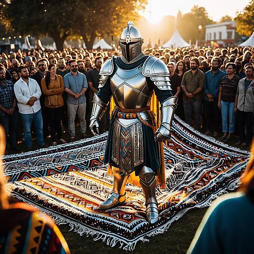 Platinum Knight Statue at Golden Hour