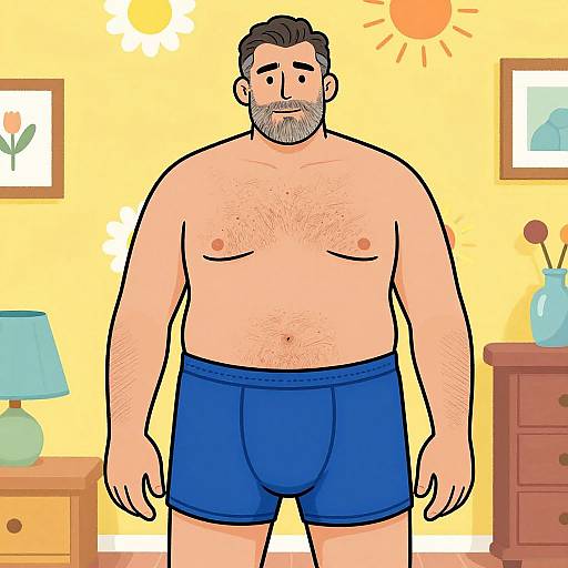 Humorous Dad Bod Underwear Illustration
