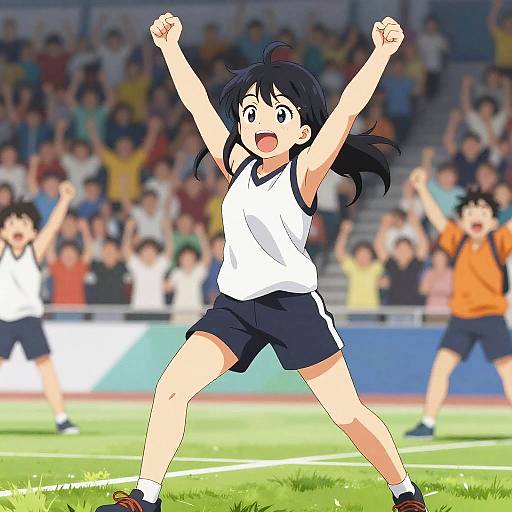 Anime Girl Celebrating Victory