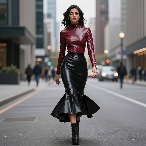 Dramatic Fetish Fashion in Urban Setting