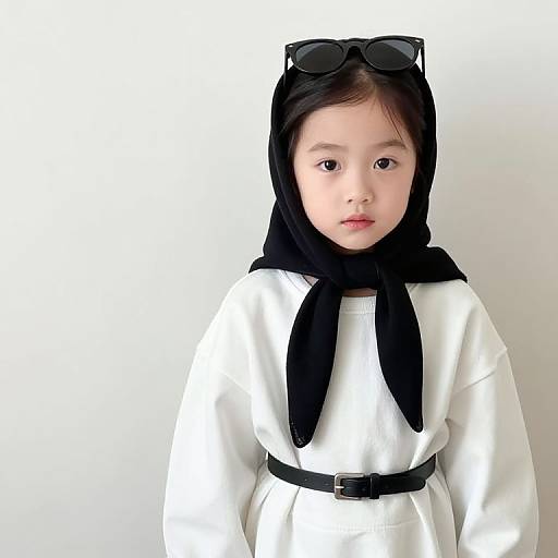 Young Girl in Stylish White Outfit