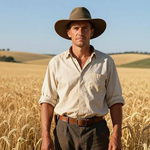 Afrikaaner Farmer in Golden Wheat Field
