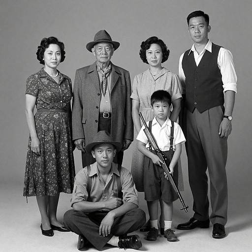 Vintage Black-and-White Family Portrait