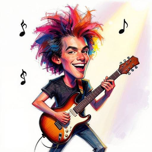 Vibrant Caricature of Guitarist