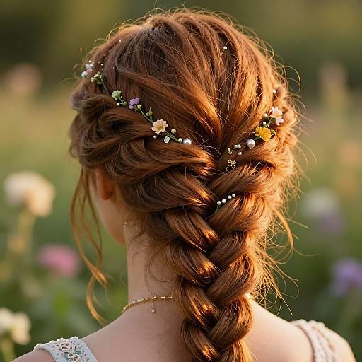 Intricate Braided Hair in Garden