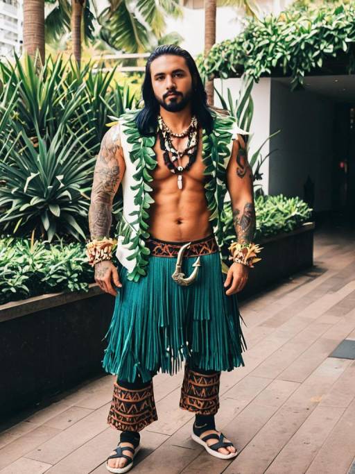 Man in Maui Costume Full Body Portrait