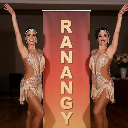 Two Dancers in Shimmering Dresses