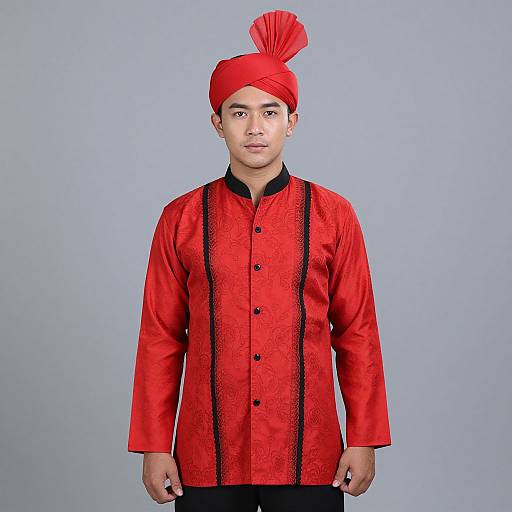 Traditional Red and Black Men's Costume