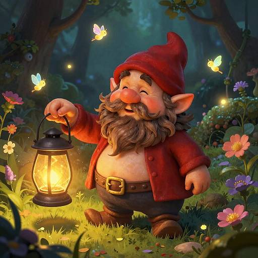 Fat Gnome in Magical Garden