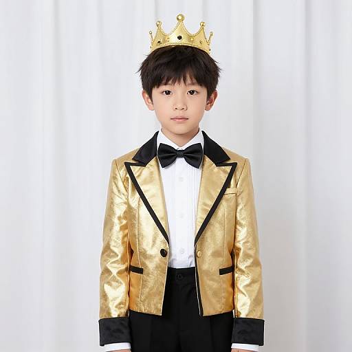 Boy in Regal Gold and Black Outfit