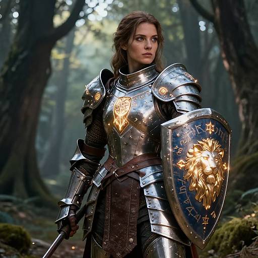 Female Paladin in Glowing Rune Armor