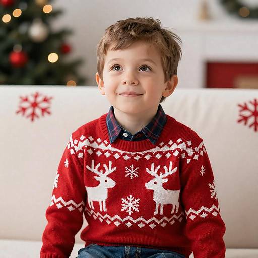 Festive Young Boy on a Cozy Couch