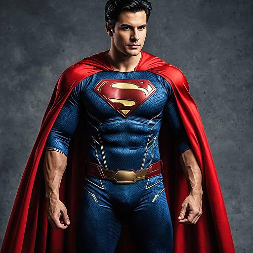 Man in Superman Costume with Red Cape
