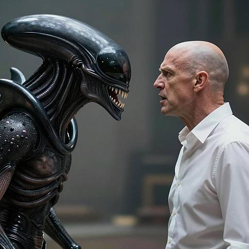 Confrontation Between Man and Alien