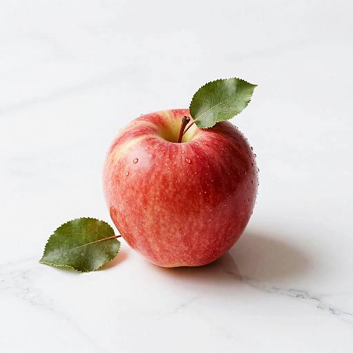 Minimalist Red Apple on Marble