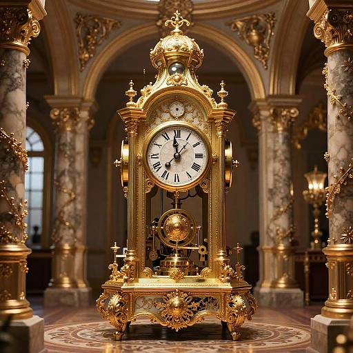 Ornate Clockwork Automaton in Baroque Surrealism