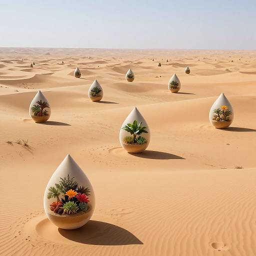 Floating Oasis Worlds in Desert