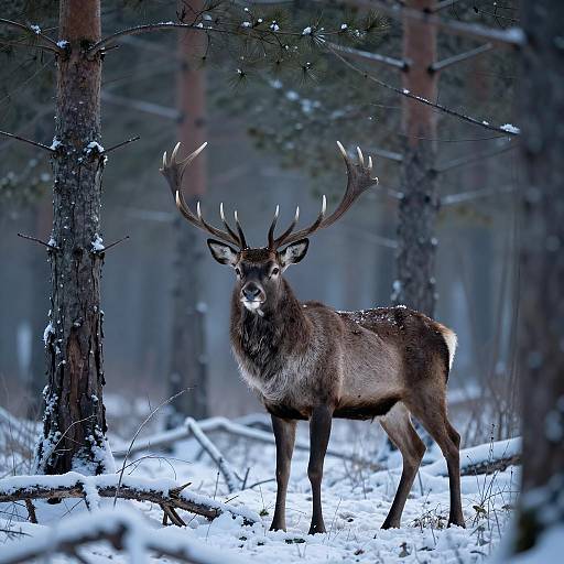 Eerie Zombie Stag in Snowy Forest