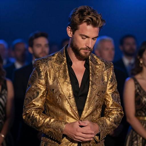 Handsome Man in Ornate Gold Jacket