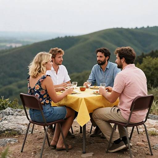 Group Dining Outdoors on Hilltop