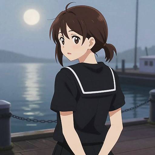 Moonlit Admiral at Foggy Harbor Pier