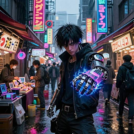 Cyberpunk Deku in Neon Market