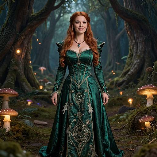 Emerald Warrior in Mystical Forest