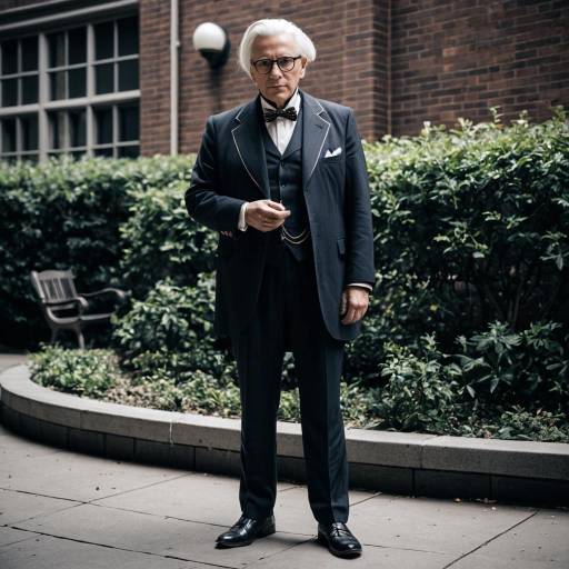 Elderly Man in Vintage Professor Costume