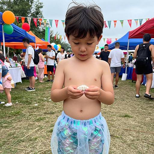 Boy in Mermaid Costume at Festival