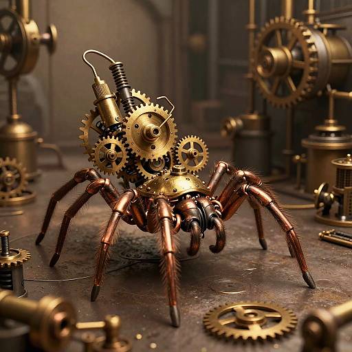 Steampunk Clockwork Arachnid Illustration