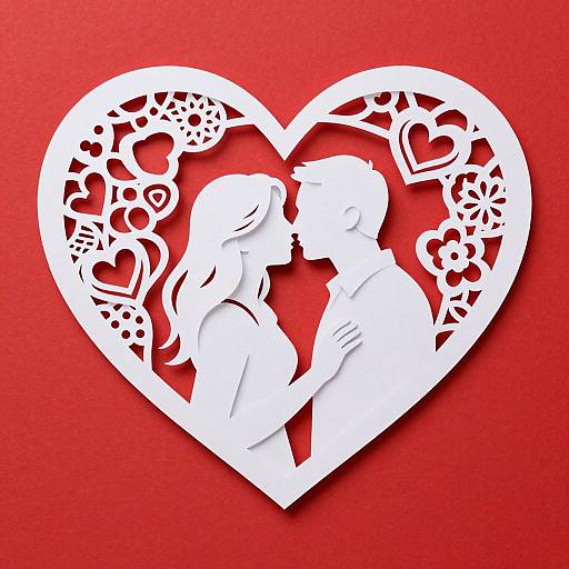 Intricate Paper Cut Heart Embrace