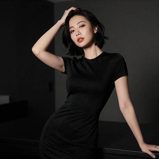 Glamorous Asian Woman in Dim Room