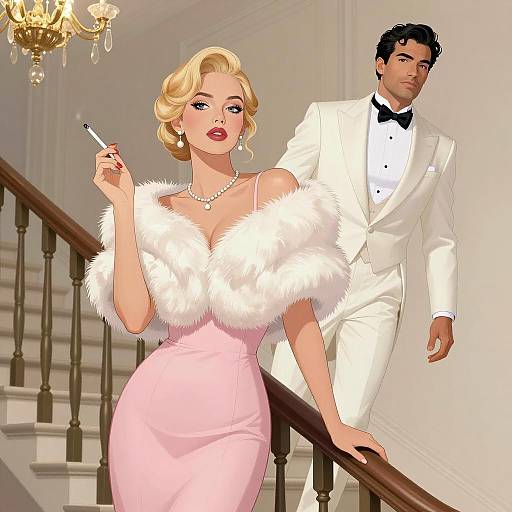 Elegant Couple on Staircase