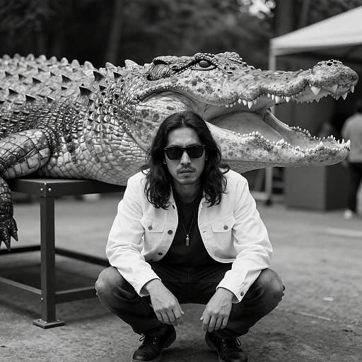 Intense Man with Crocodile Head