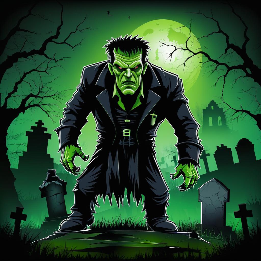 Frankenstein's Monster in Spooky Graveyard