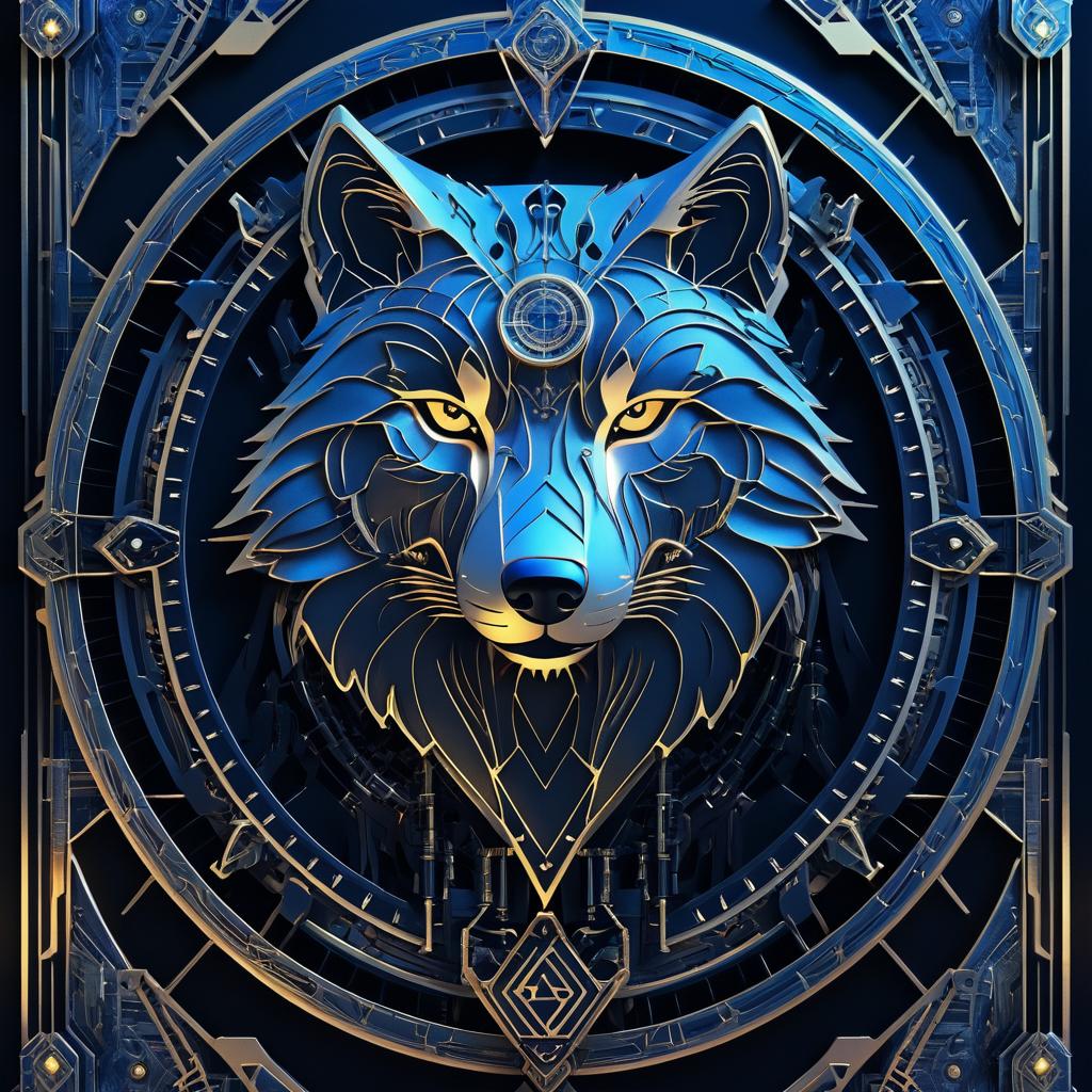 Cyberpunk Wolf Tarot Card Design