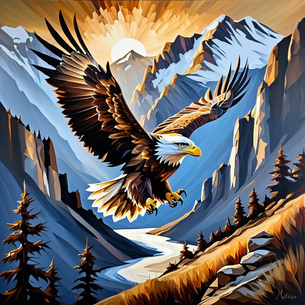 Majestic Eagle Soaring Over Mountains