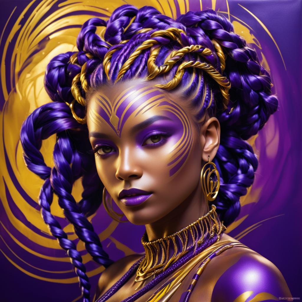 Surreal Woman with Purple and Gold Skin