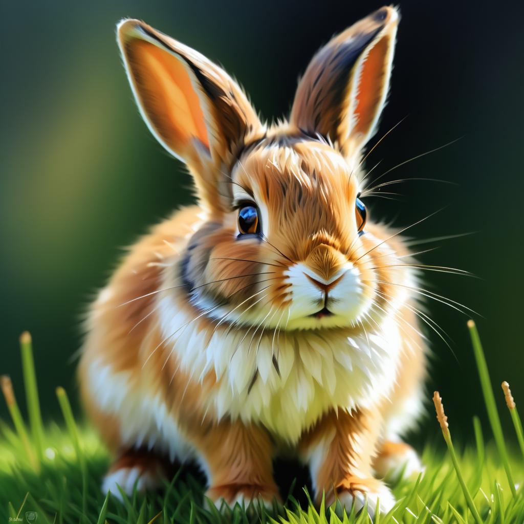 Hyper-Realistic Young Rabbit Oil Painting