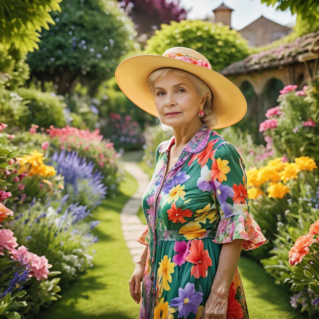 Elegance in Bloom: Elderly Woman Portrait