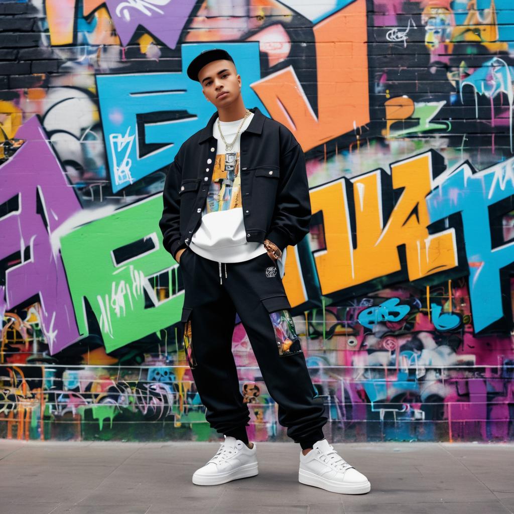 Urban Fashion: Young Man in Graffiti Alley