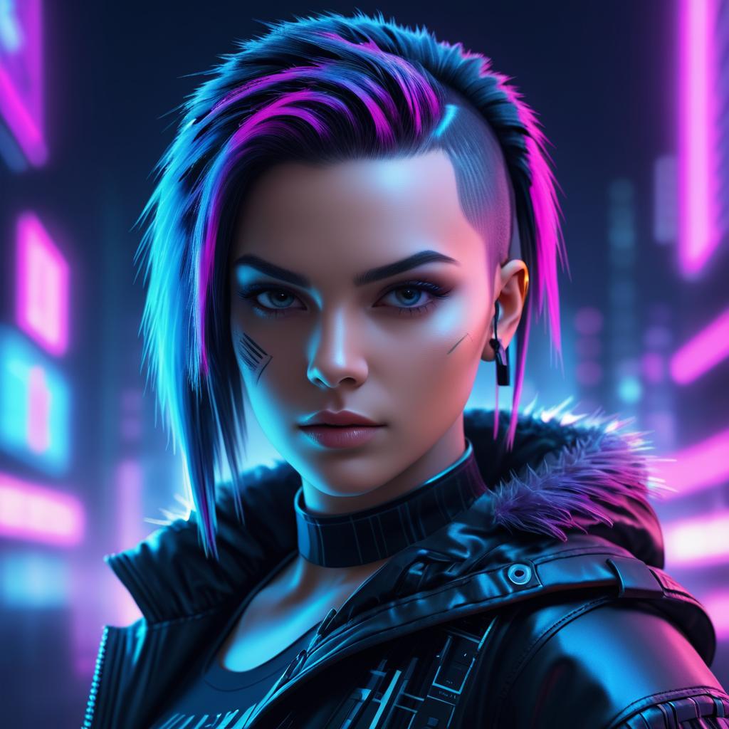 Female Cyberpunk Hacker Character Portrait