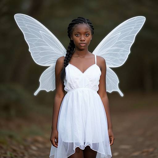 Dark-Skinned Fairy in White Costume