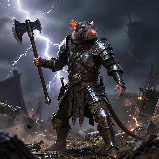 Humanoid Rat Warrior in Medieval Armor